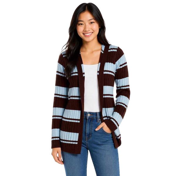 Juniors Madden Girl Stripe Open Front Hooded Cardigan - image 