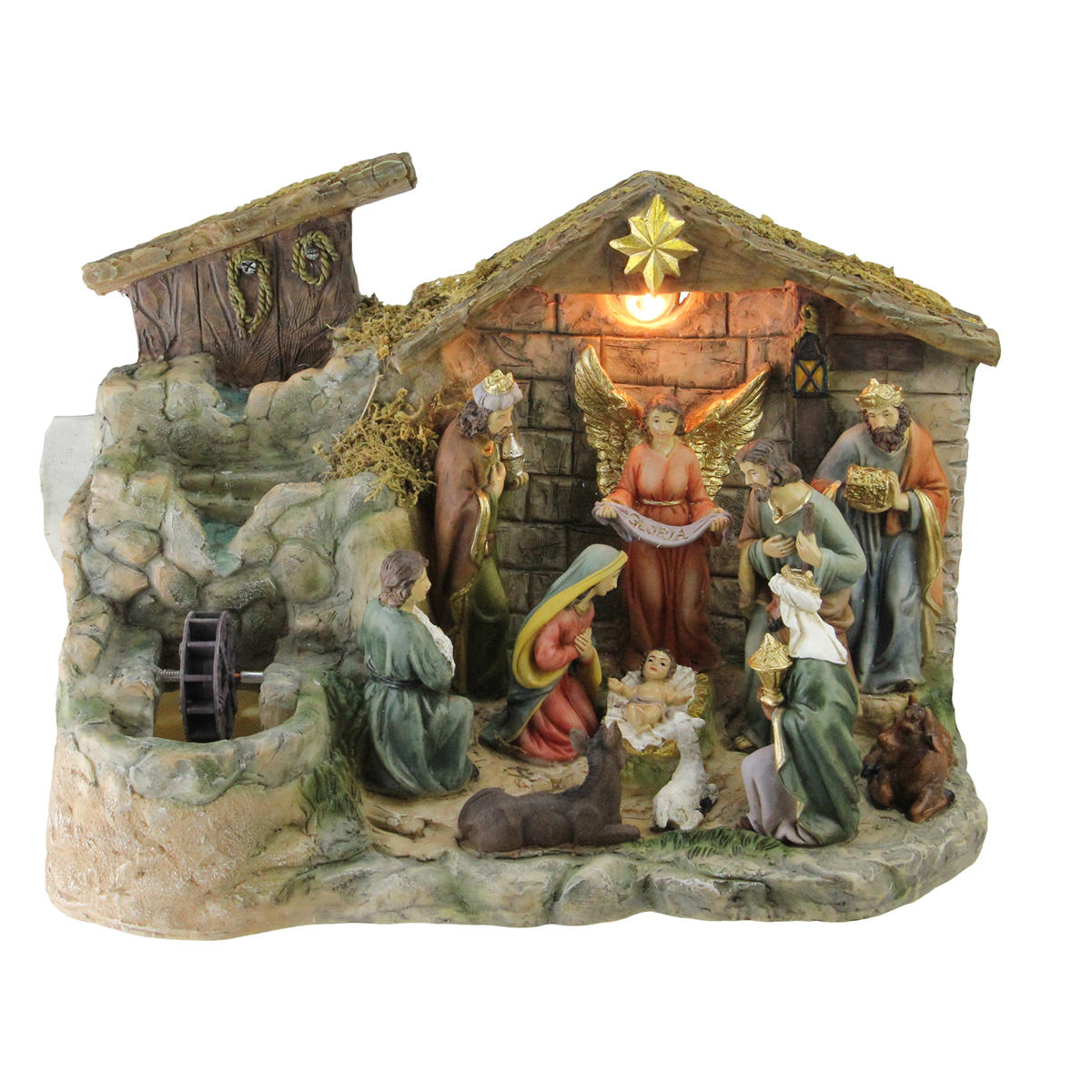 Northlight 11pc. Pre-Lit Brown Christmas Nativity Figurine Set