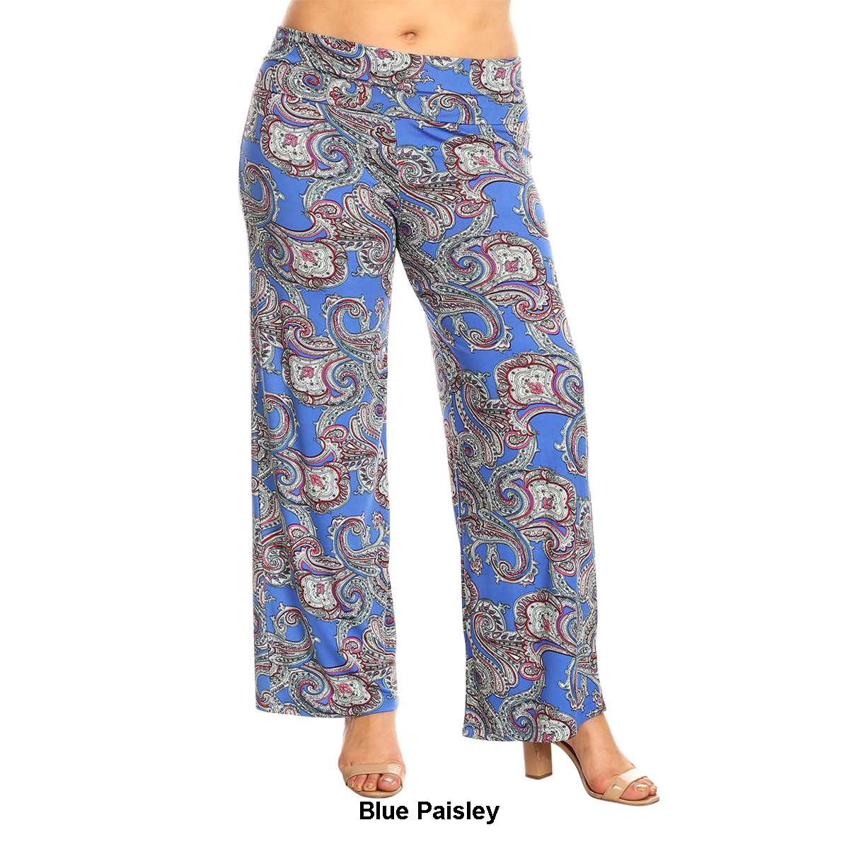 Plus Size White Mark Paisley Print Palazzo Pants