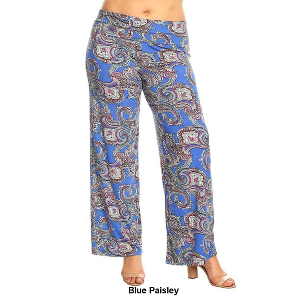 Plus Size White Mark Paisley Print Palazzo Pants