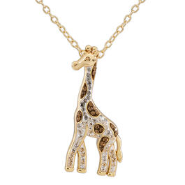 Gold Plated Brass Crystal Giraffe Pendant Necklace