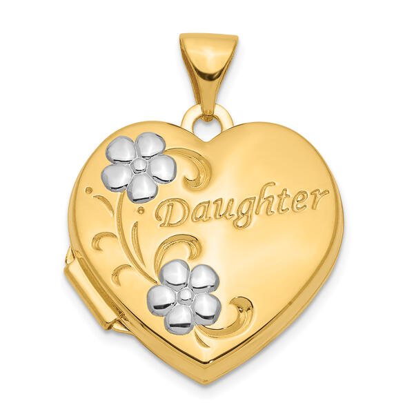 Gold Classics&#40;tm&#41; 14kt. Gold & Rhodium Daughter 18mm Heart Locket - image 