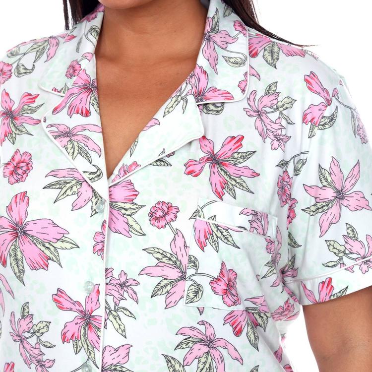 Plus Size White Mark 2pc. Floral Leopard Pajama Set