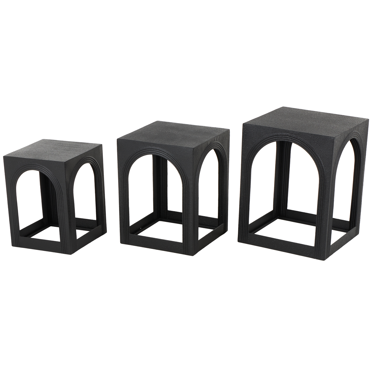 9th & Pike(R) Modern Black Metal Accent Table Set