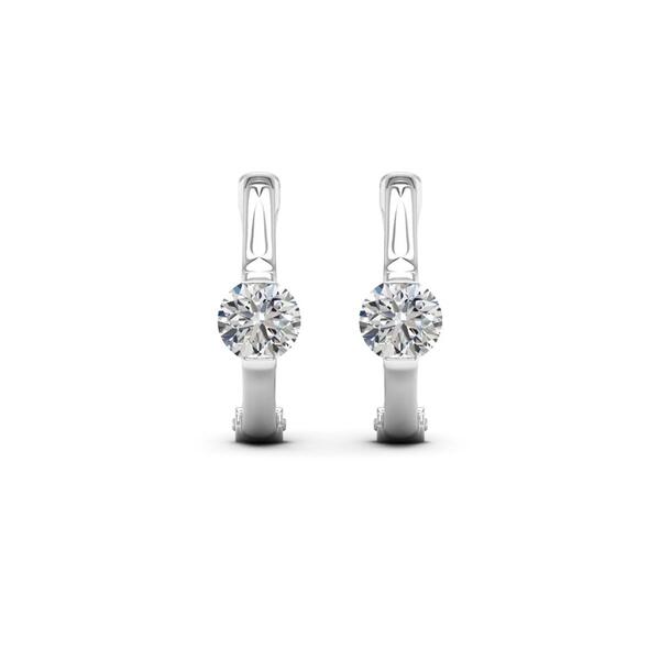 Moluxi&#8482; Sterling Silver 1ctw. Round Moissanite Hoop Earrings