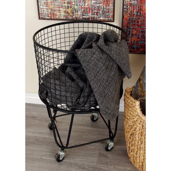 CosmoLiving by Cosmopolitan Black Industrial Metal Laundry Cart