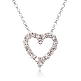 Sterling Silver Diamond Simulant Heart Pendant