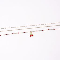 Ashley 3pc. Shiny Gold-Tone Chain Anklet w/ Beads & Cherry Charm