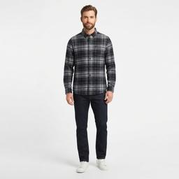 Mens Chaps Double Brush Stretch Flannel Shirt - Steel Grey