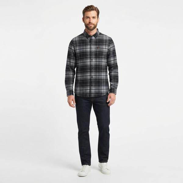 Mens Chaps Double Brush Stretch Flannel Shirt - Steel Grey