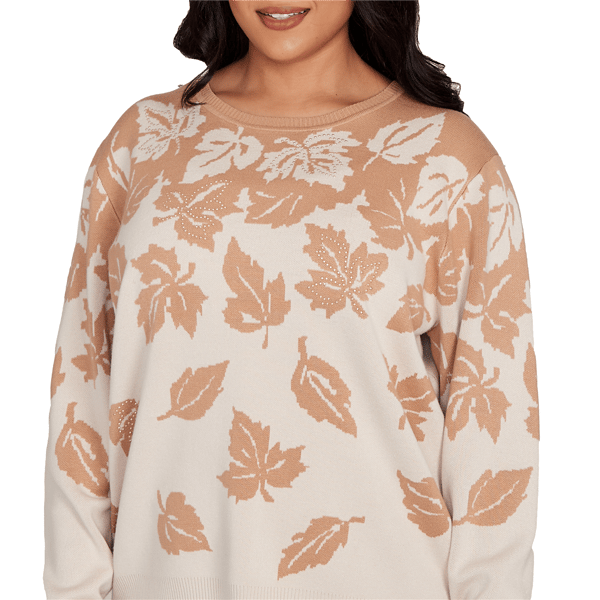 Plus Size Alfred Dunner Mount Laurel Falling Leaf Sweater