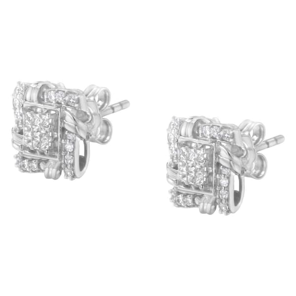 Haus of Brilliance Sterling Silver 1/2ctw. Diamond Stud Earrings