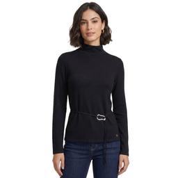 Womens NY & Co. Long Sleeve Mock Neck Top With Belt