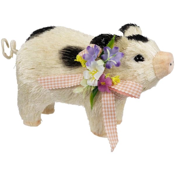 Northlight Seasonal Piglet w/ Bow & Flowers Spring Figurine