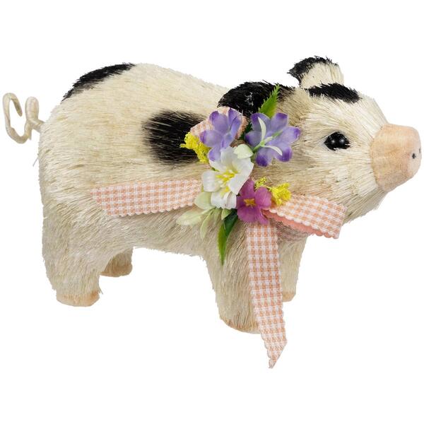 Northlight Seasonal Piglet w/ Bow & Flowers Spring Figurine - image 
