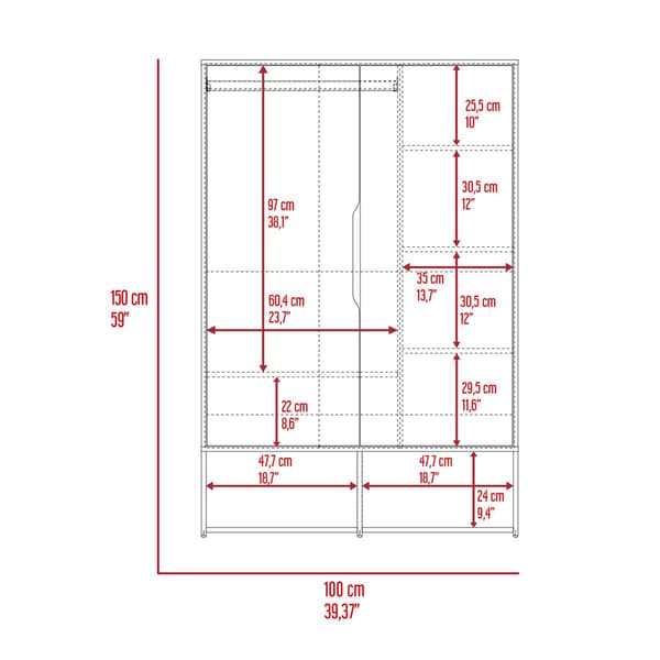 FM FURNITURE Rose Armoire w/ Shelves
