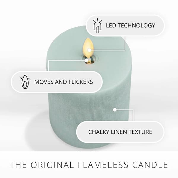 Luminara 3x4.5 Flat Heavy Chalky Linen Flameless Pillar Candle