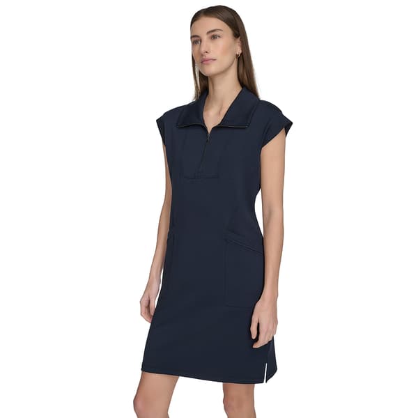 Womens Andrew Marc New York Collared Quarter Zip Sheath Dress