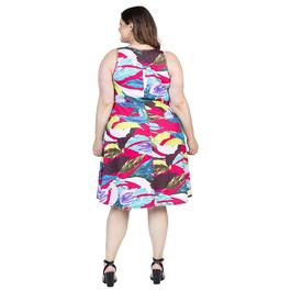 Plus Size 24/7 Comfort Apparel Tropical A-Line Knee Length Dress