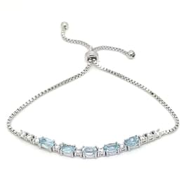 Gianni Argento Silver Blue Topaz & Cubic Zirconia Oval Bracelet