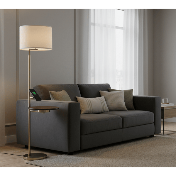 Adesso Joel Wireless Charging Floor Lamp with Metal Shade