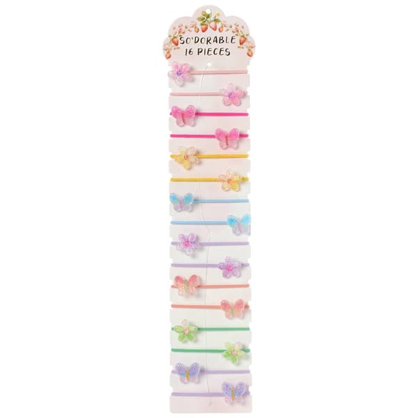 Toddler Girl so''dorable(R) 16pc. Butterfly & Flower Charm Elastics - image 