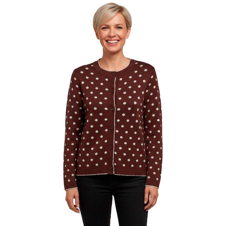 Womens Adrianna Papell Long Sleeve Dot Button Front Cardigan