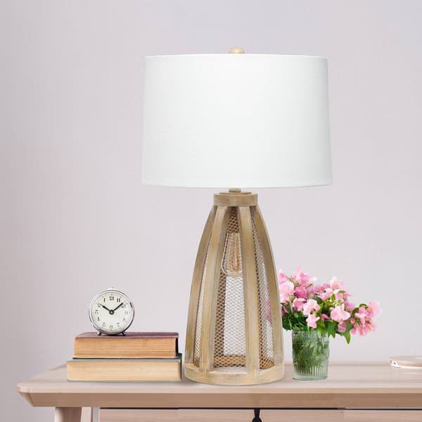 Lalia Home Barnlitt Wooded Arch Farmhouse Table Lamp w/Shade