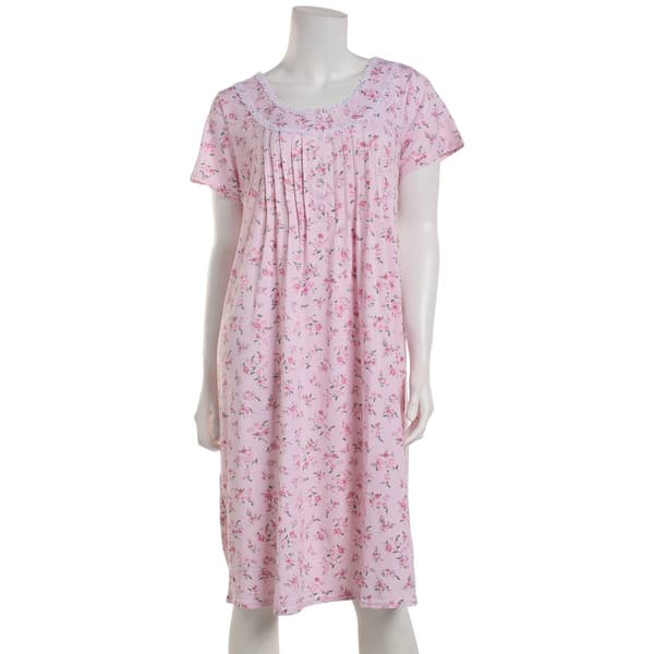 Womens Laura Ashley® Short Sleeve Peached Bouquets Nightgown - image 