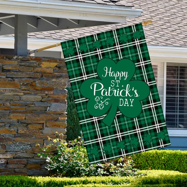 Northlight Seasonal Happy St. Patrick's Day Plaid House Flag