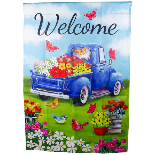Northlight Seasonal Welcome Truck with Flowers Outdoor Flag - image 