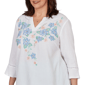 Plus Size Alfred Dunner Caribbean Blues 3/4 Flounce Sleeve Blouse - image 5