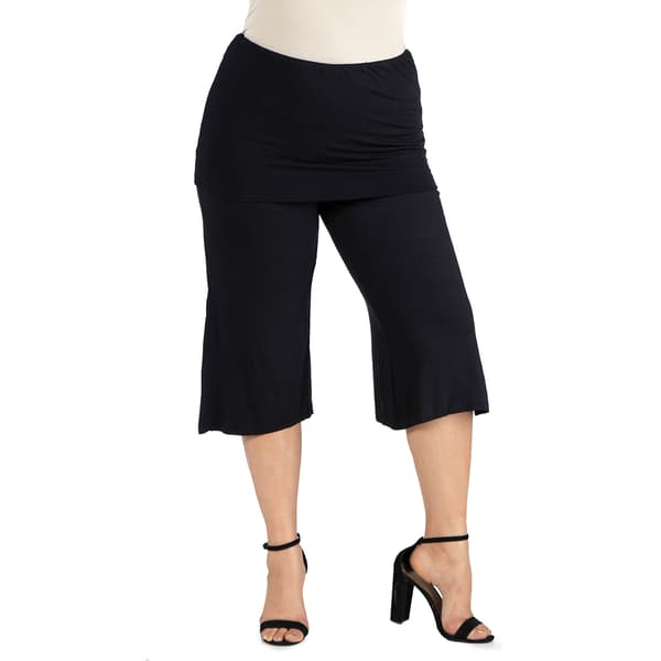 Plus Size 24/7 Comfort Apparel Foldover Waist Cropped Pants - image 