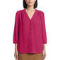 Petite Jones New York 3/4 Sleeve V-Neck Button Front Blouse - image 1