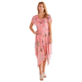 Womens Robbie Bee Flutter Sleeve Chiffon Hem Dress