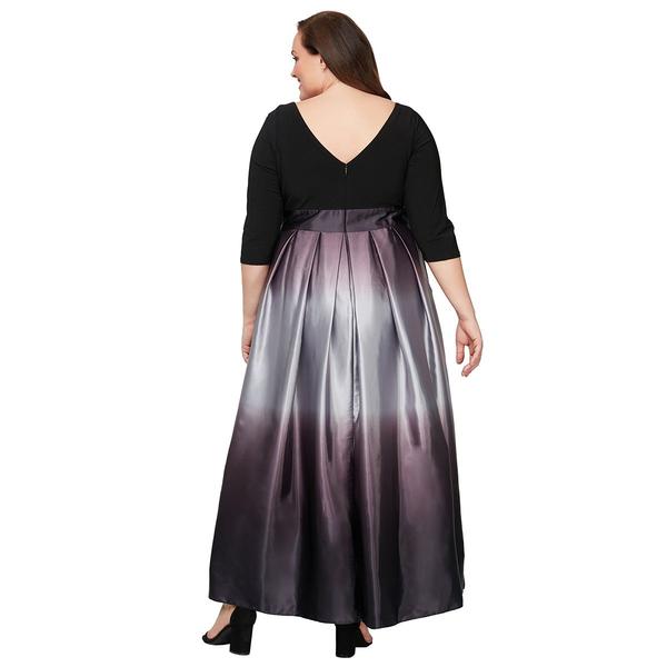 Plus Size SLNY 3/4 Sleeve Tie Waist Ombre Satin Gown