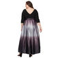 Plus Size SLNY 3/4 Sleeve Tie Waist Ombre Satin Gown - image 2