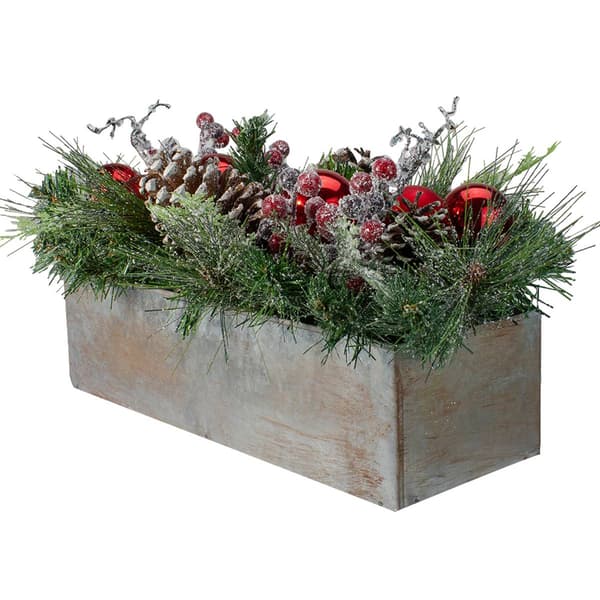 Northlight Seasonal 24in. Artificial Christmas Wood Planter