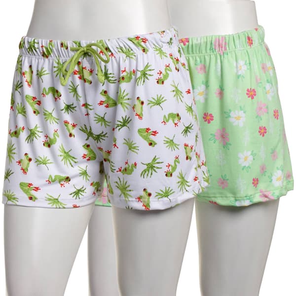 Juniors Pillow Talk 2pk. Frogs & Floral Pajama Shorts