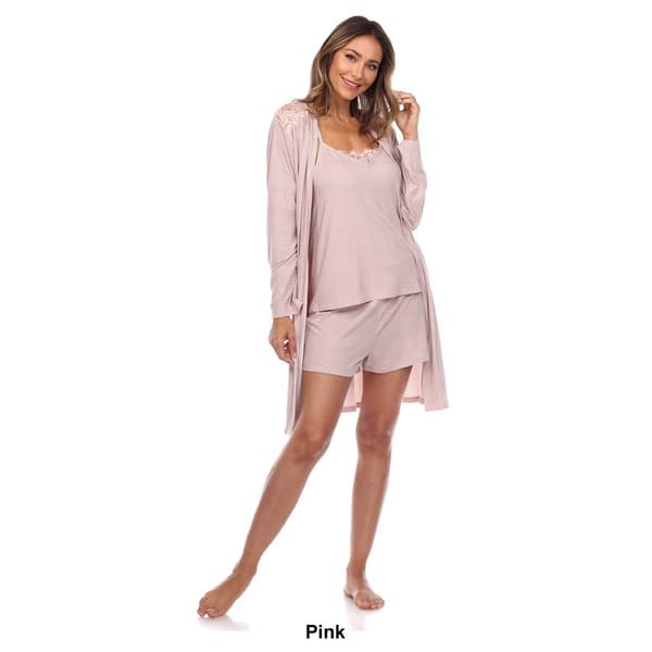 Womens White Mark 3pc. Striped Pajama and Robe Set