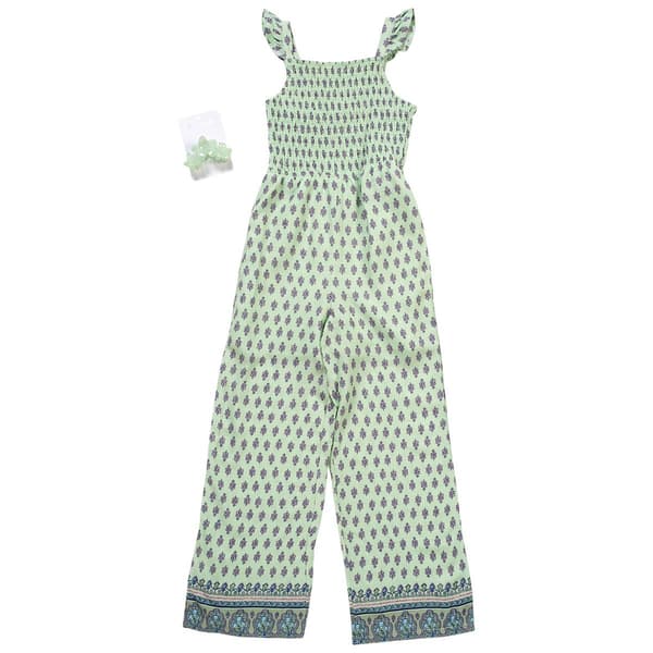 Girls (7-12) BTween(R) Floral Flutter Sleeve Smocked Jumpsuit