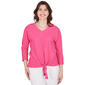 Womens Ruby Rd. Bright Blooms Solid Pucker Tie Front Tee - image 1