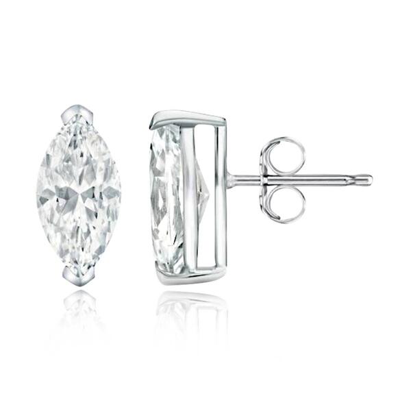 Parikhs 14kt. White Gold Marquise Diamond Stud Earrings - image 