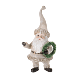 Melrose Rustic Santa Figurines with Tree & Wreath - Set of 3