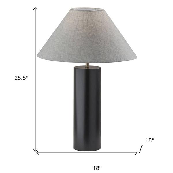 HomeRoots 25in. Canopy Black Wood Block Table Lamp