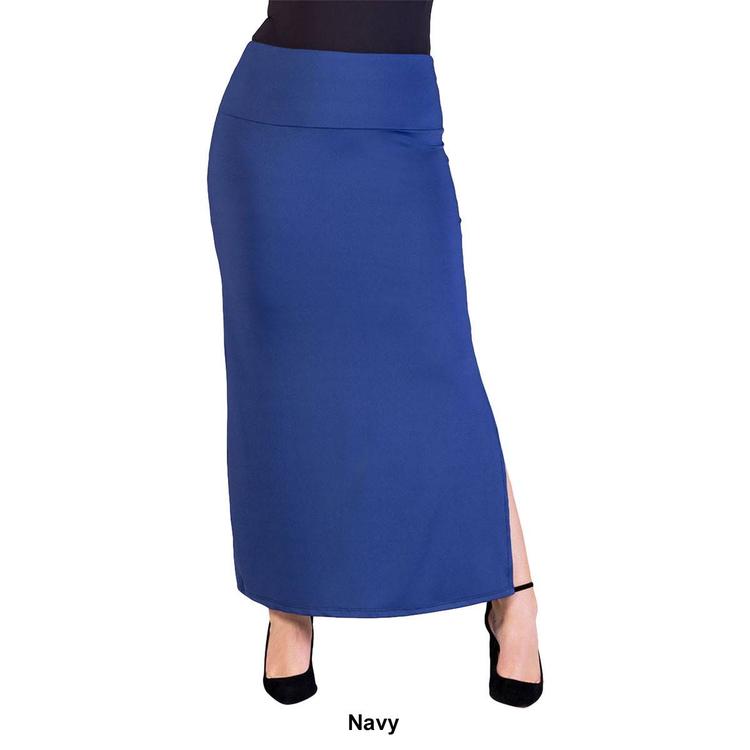 Plus Size 24/7 Comfort Apparel Versatile Side Slit Maxi Skirt