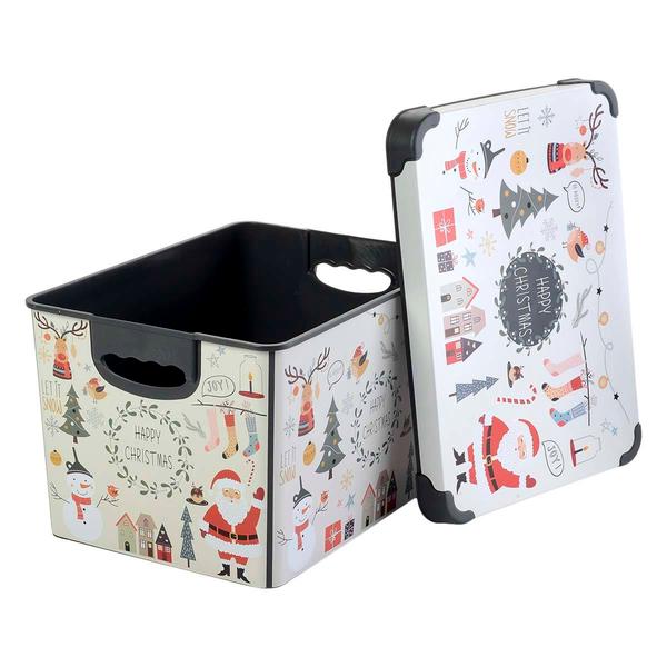 Happy Christmas White Storage Tote - image 