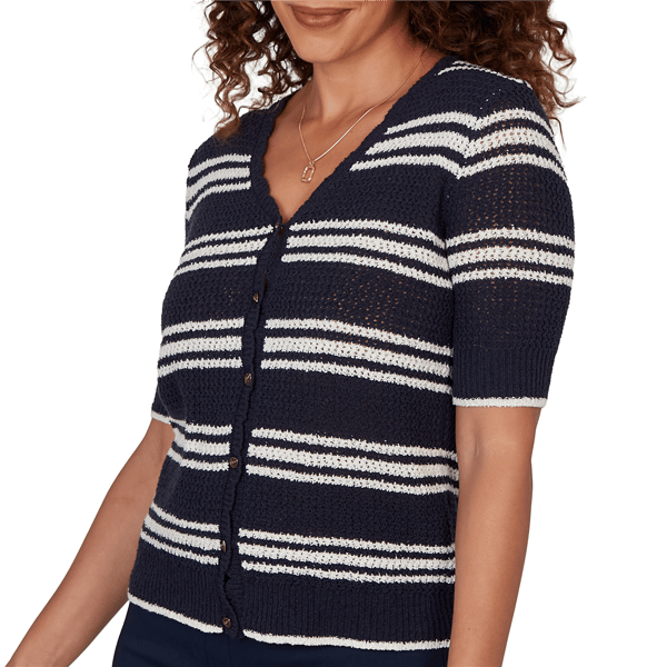 Petite Emaline Summer In The City Stripe Elbow Sleeve Cardigan