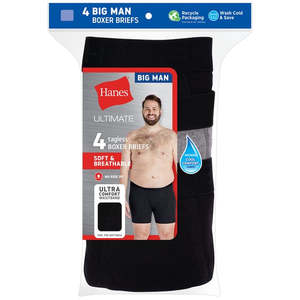 Mens Big & Tall Hanes&#174; 4pk. Cool Comfort Boxer Briefs