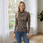 Womens Nicole Miller Long Sleeve Mock Neck Leopard Blouse - image 1